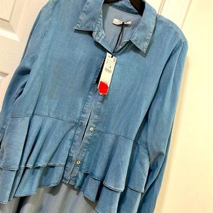 Zara denim high low shirt sz L
